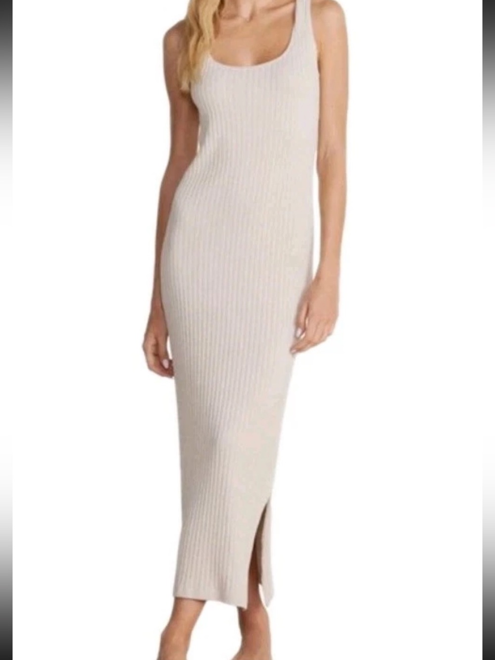 Barefoot Dreams CozyChic Ultra Lite Rib Midi Dress Ivory Cream Size Small